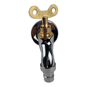 S005 GRIFERIA LLAVE CON CERRADURA PARA EXTERIORES CROMADA CORTA 1/2" S05