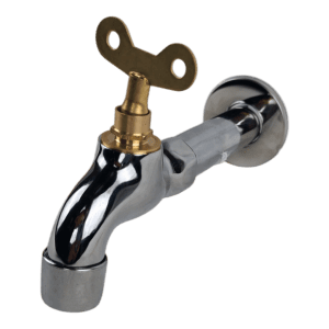 S006 GRIFERIA LLAVE CON CERRADURA PARA EXTERIORES CROMADA LARGA 1/2" S06