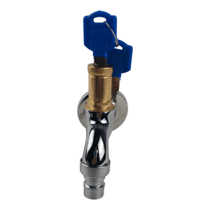 S004 GRIFERIA LLAVE CON CERRADURA PARA EXTERIORES CROMADA/DORADA 1/2" S04