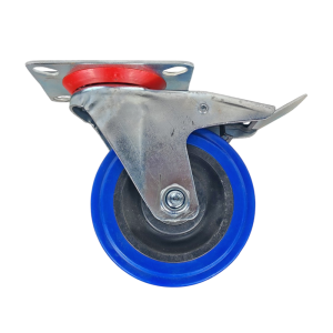 7659 RUEDA AZUL GIRATORIA CON FRENO 100 MM